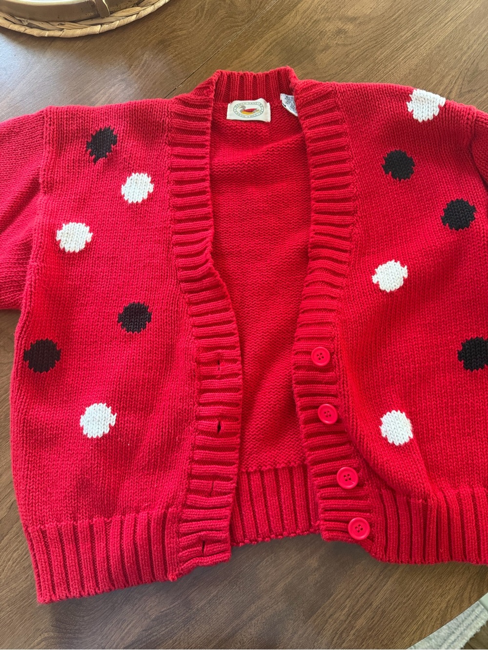 Vintage “ grandma style “  Marsh Landing Red Polka Dot Women's Cardigan Sweater